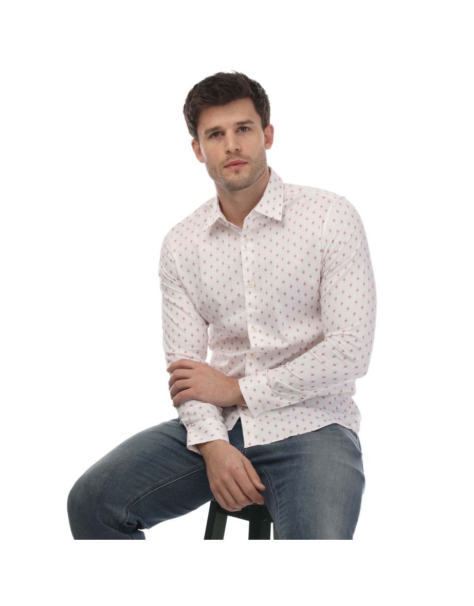 Men's Ted Baker Ardea Long Sleeve Geo Print Shirt in White - 3
