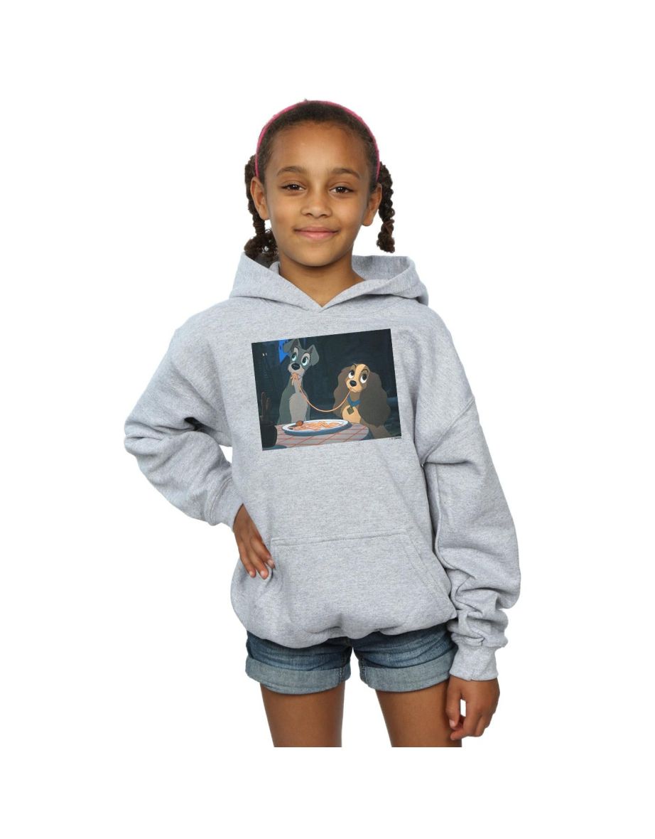 Disney Girls Lady And The Tramp Spaghetti Slurp Hoodie - Sports Grey