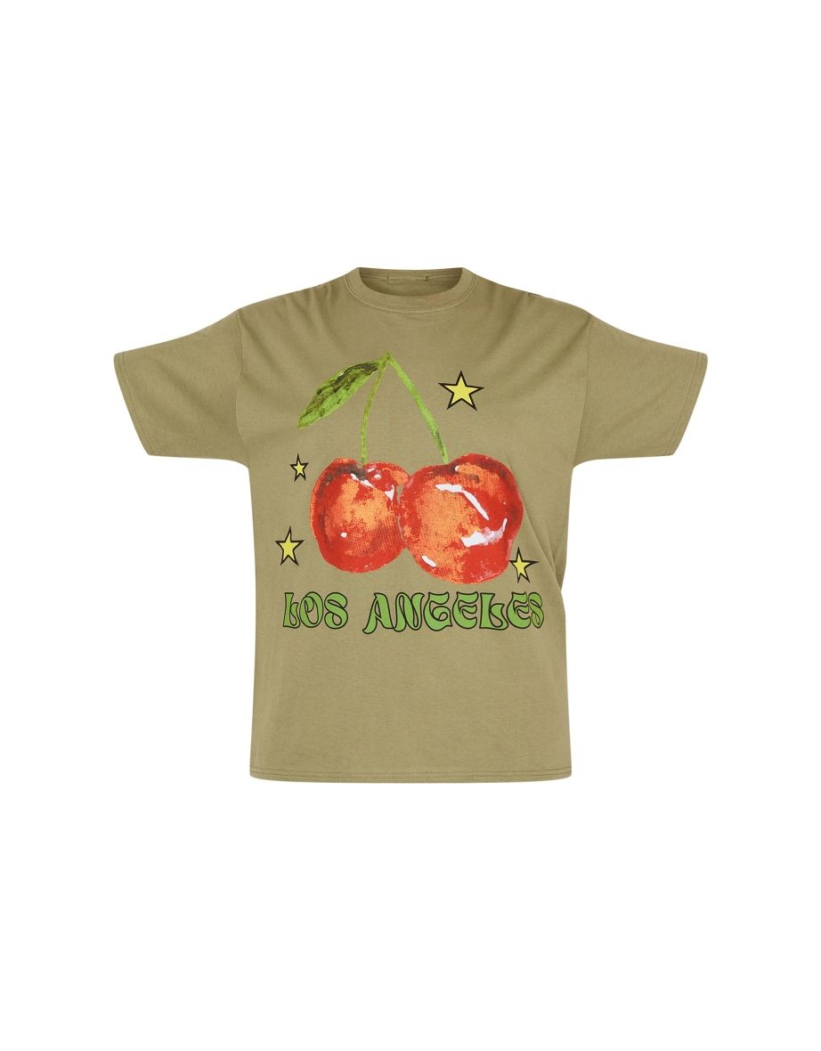 Sea Green Los Angeles Cherry Print Oversized T Shirt - 4