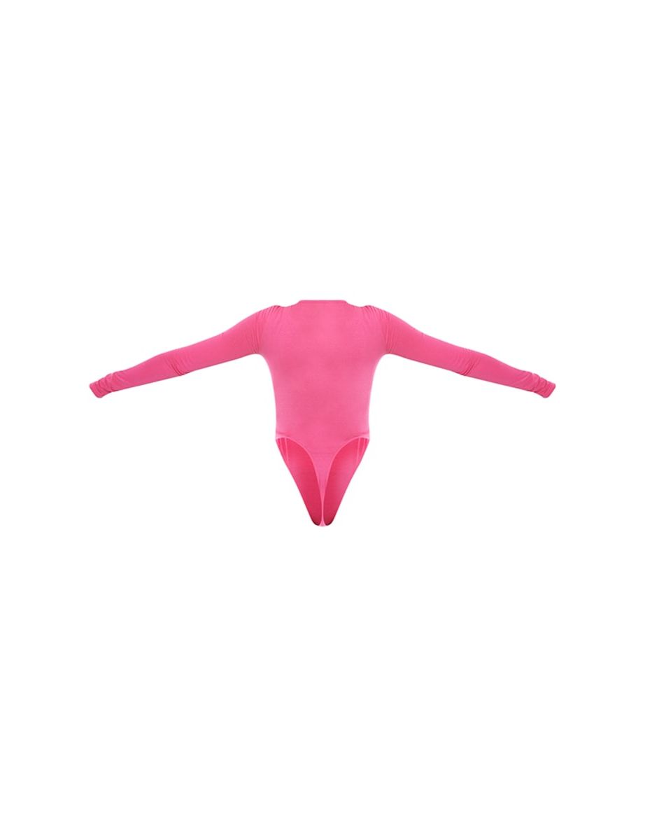 PRETTYLITTLETHING Hot Pink Logo Print Long Sleeve Bodysuit - 5