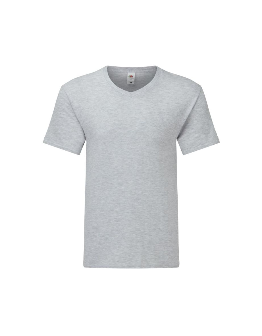 Fruit Of The Loom Mens Iconic 150 V Neck T-Shirt - Heather Grey