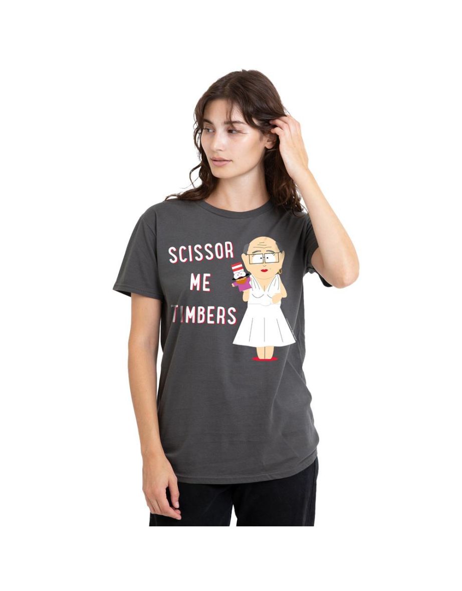 South Park Unisex Adult Scissor Me Timbers T-Shirt - Charcoal - 3