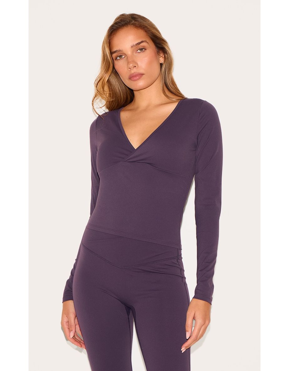 Plum Sculpt Crossover Long Sleeve Top