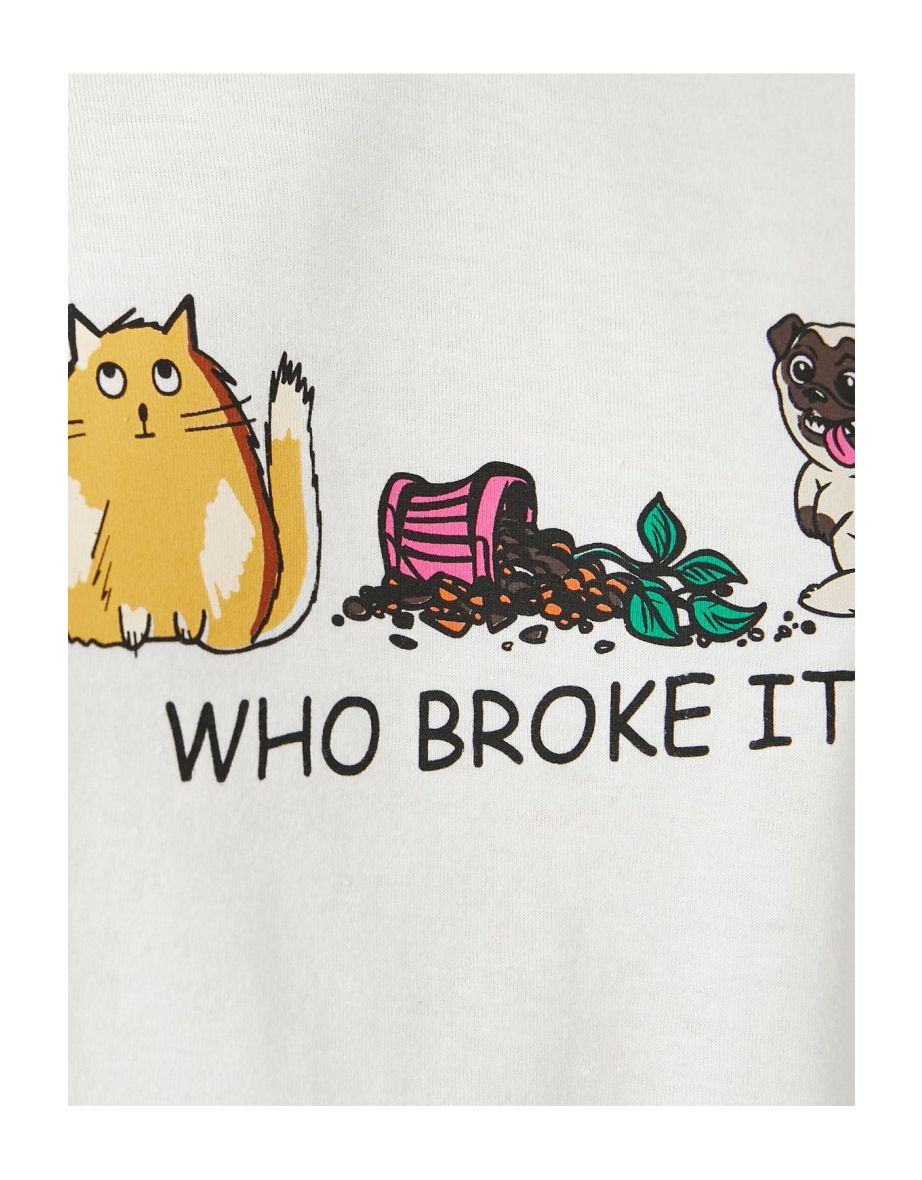 Koton Beige Graphic T-Shirt - 5