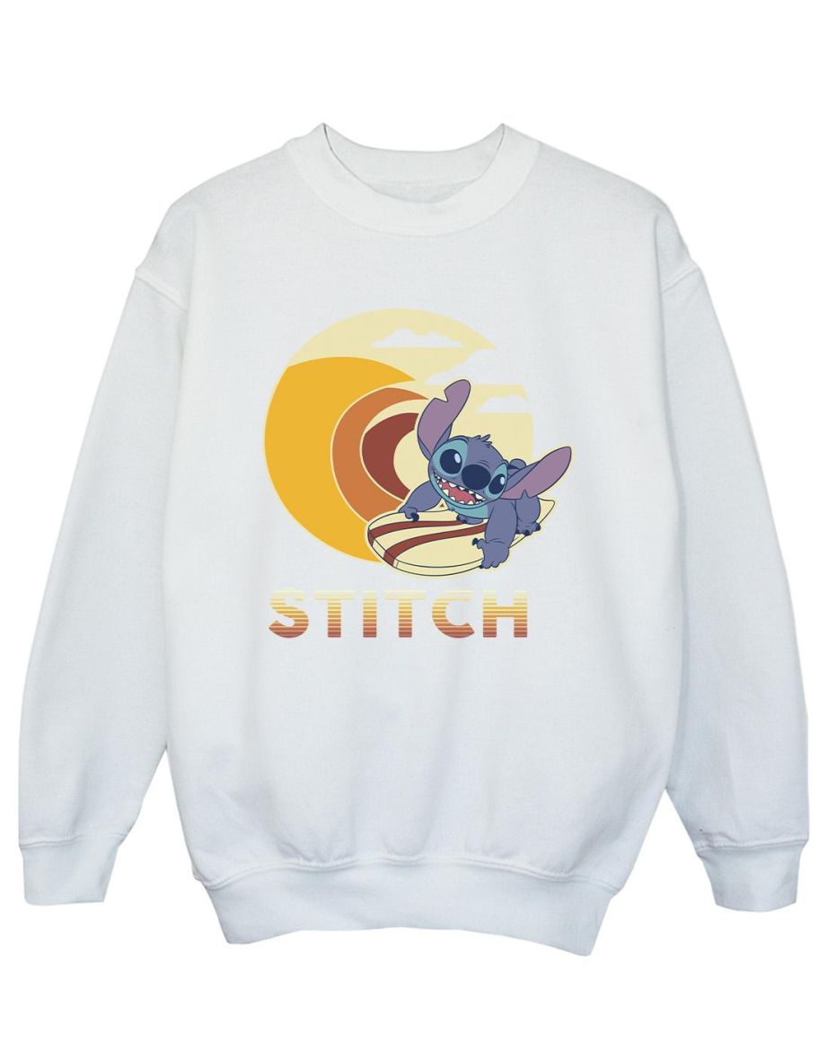 Disney Girls Lilo & Stitch Summer Waves Sweatshirt - White