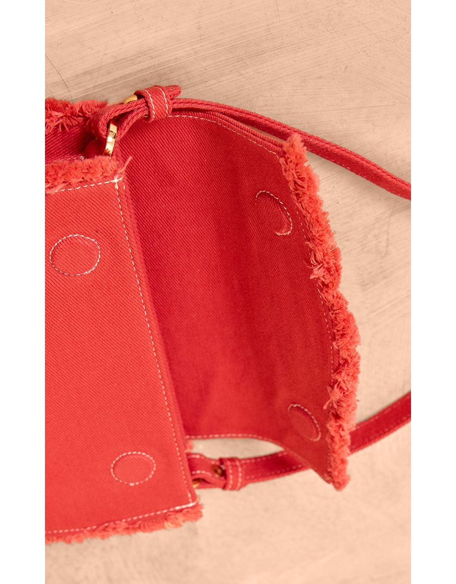 Burnt Orange Woven Frayed Edge Slim Shoulder Bag - 3