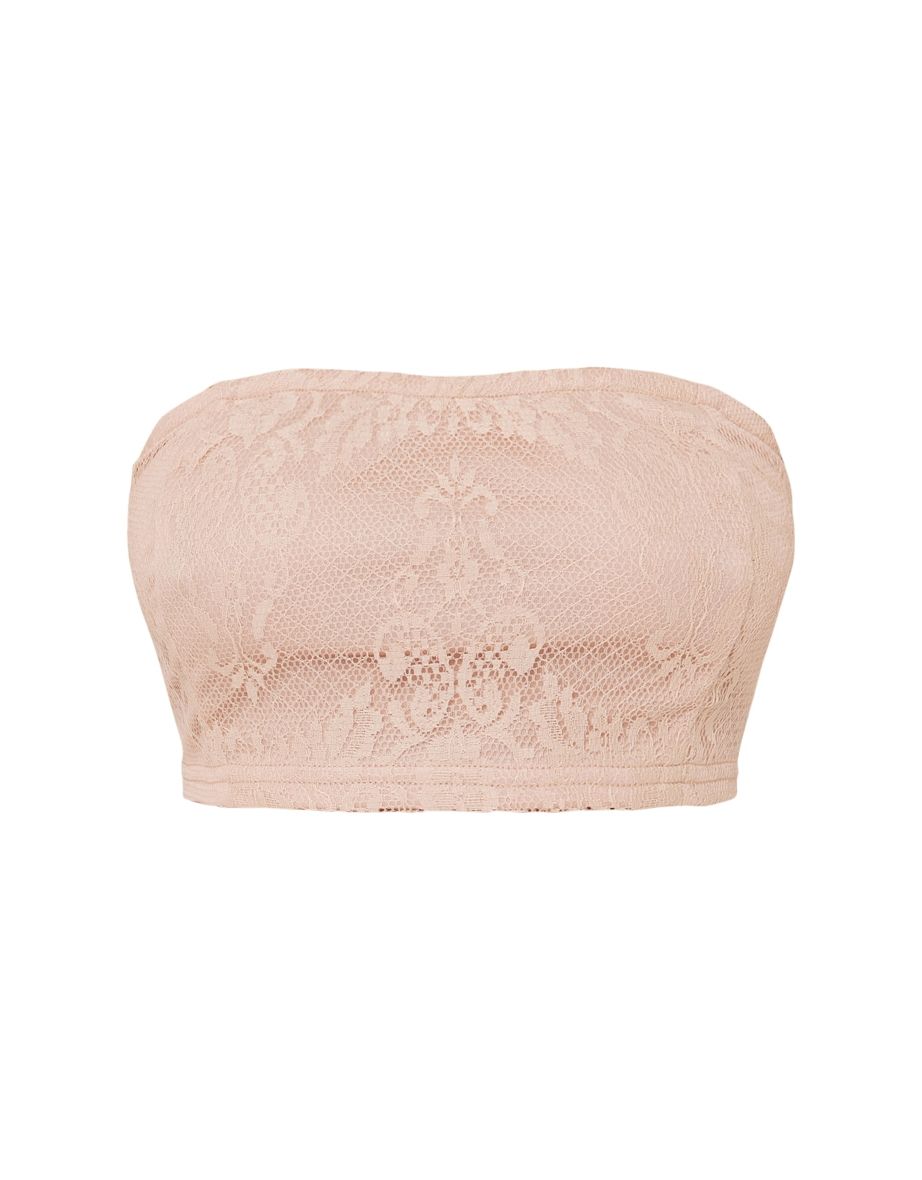Petite Nude Lace Ruffle Detail Bandeau Top - 4