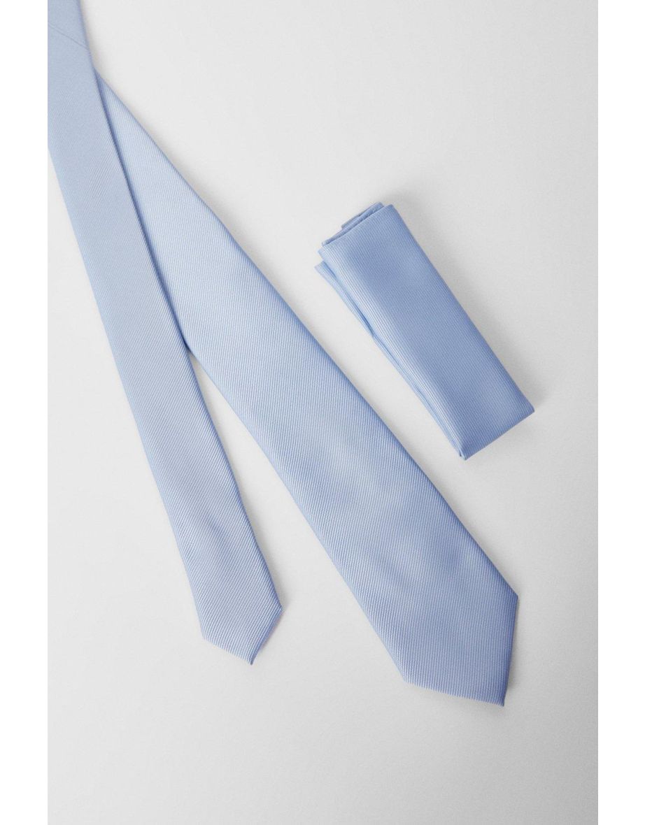 Dusty Blue Tie And Pocket Square - 3