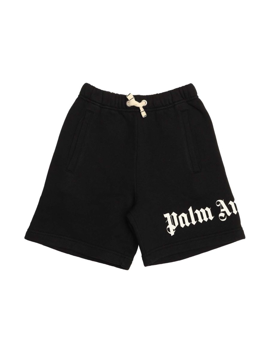 Boy's Palm Angels Juniors Classic Over Logo Sweat Shorts in Black