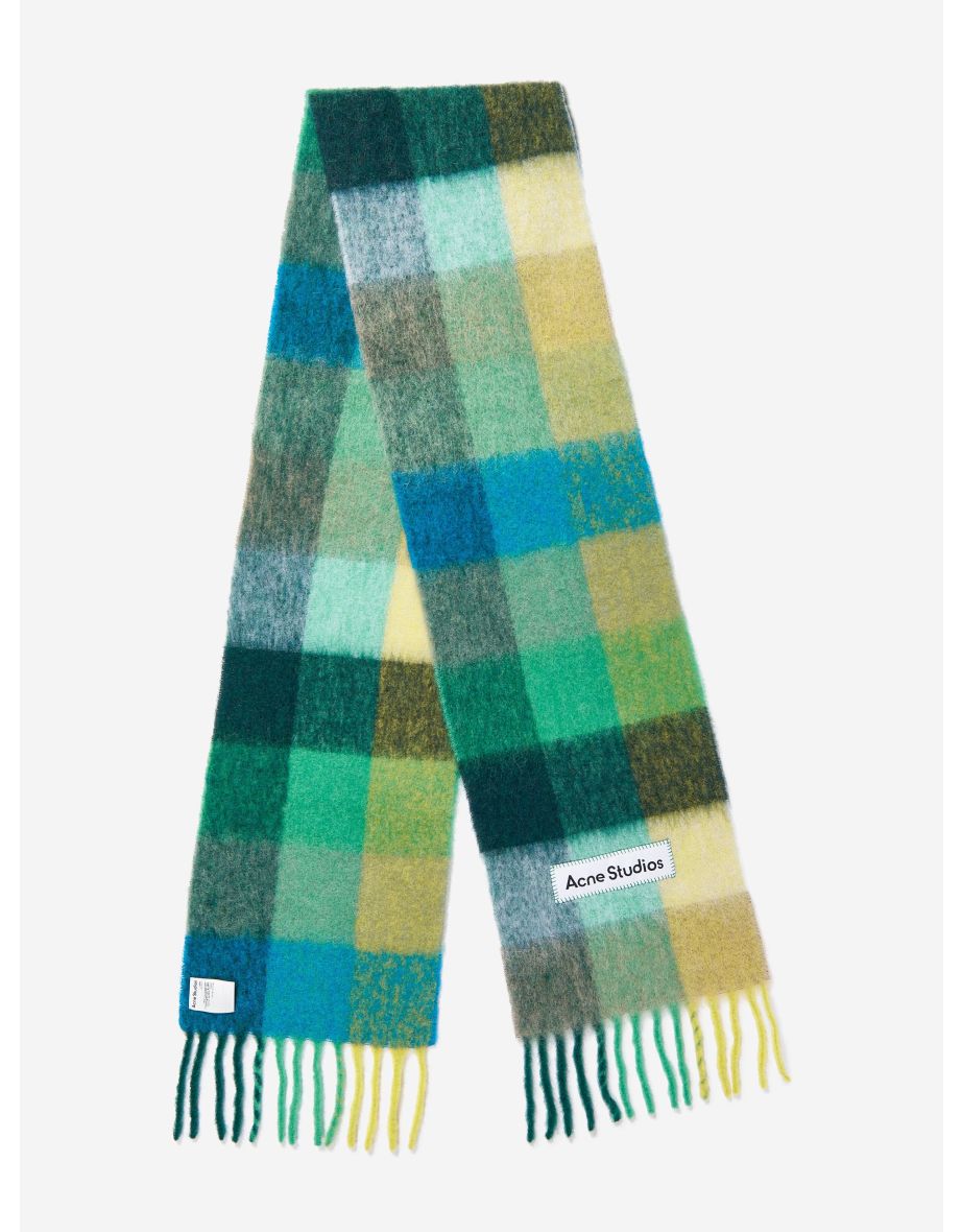 Acne Studios Kids Checked Wool Scarf in Multicolour