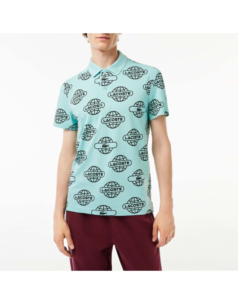 Men's Lacoste Globe Print Ultralight Piqué Movement Polo Shirt in other