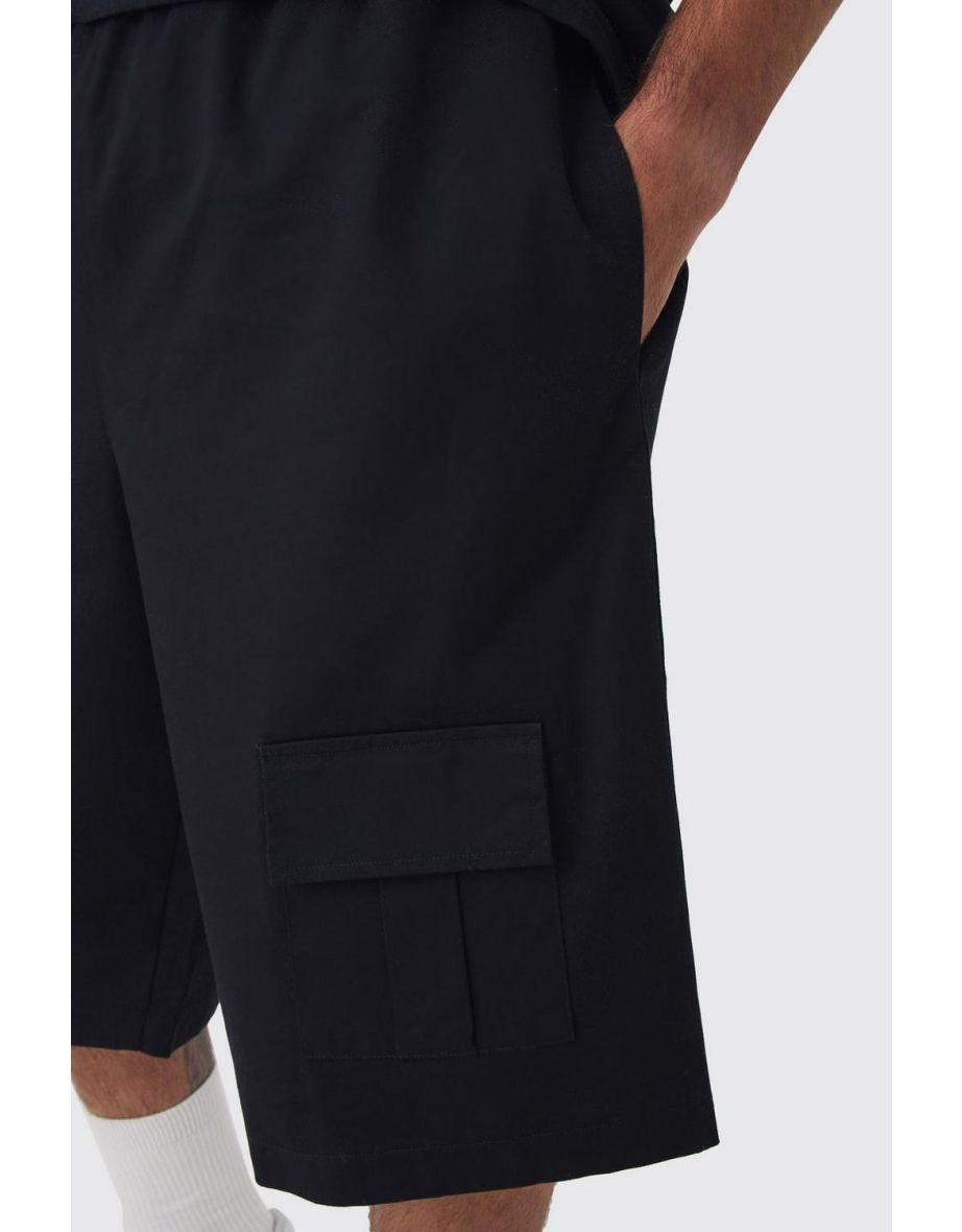 Plus Front Pocket Twill Overdyed Cargo Jort - 2