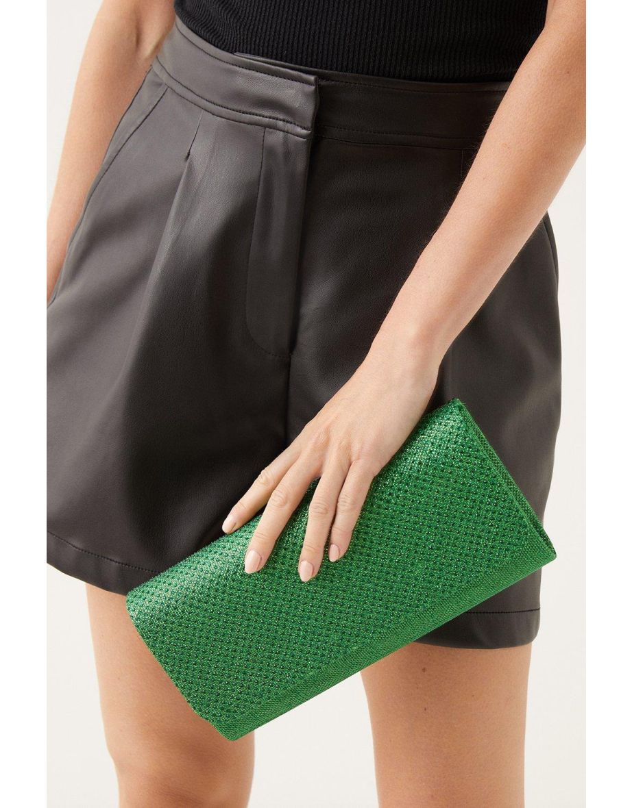 Green clutch store bag dorothy perkins