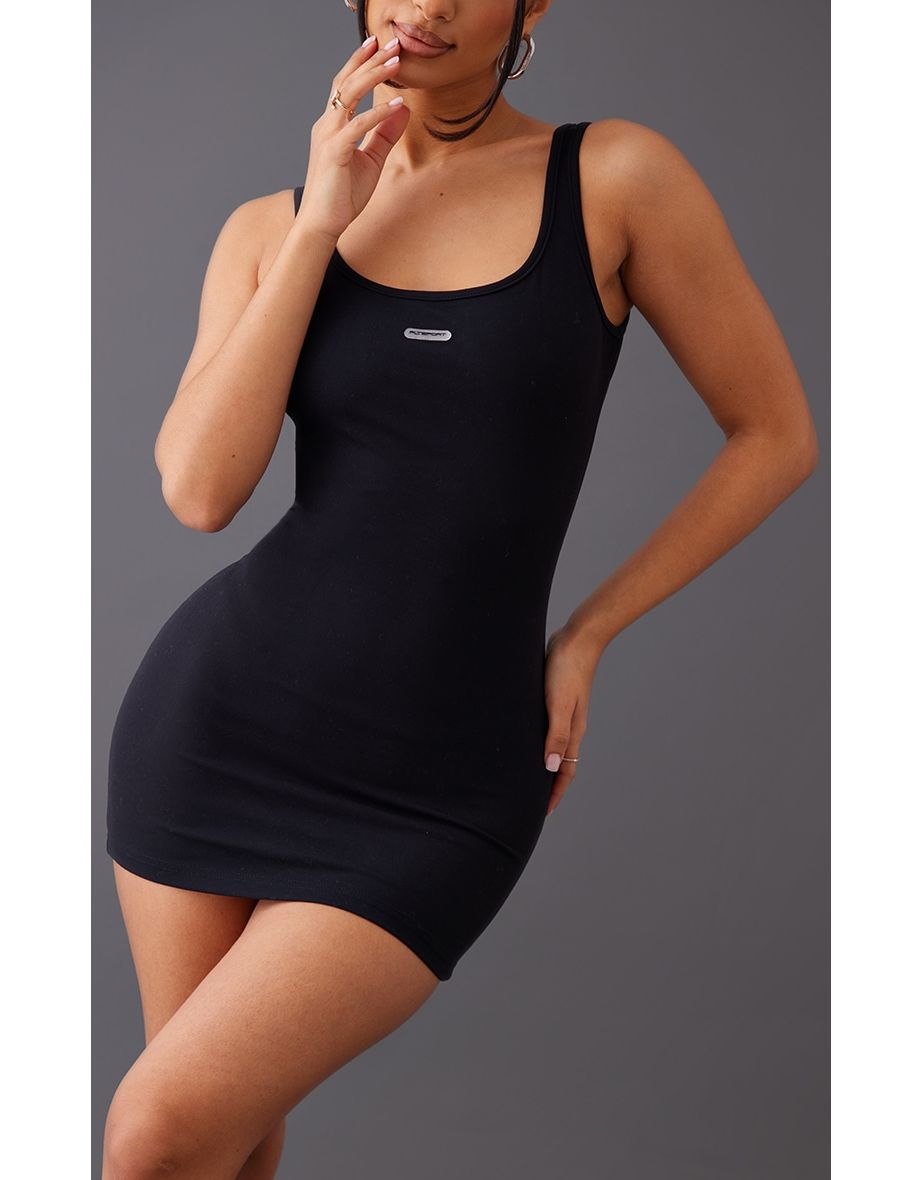 Petite Black Plt Sport Strappy Mini Dress - 3
