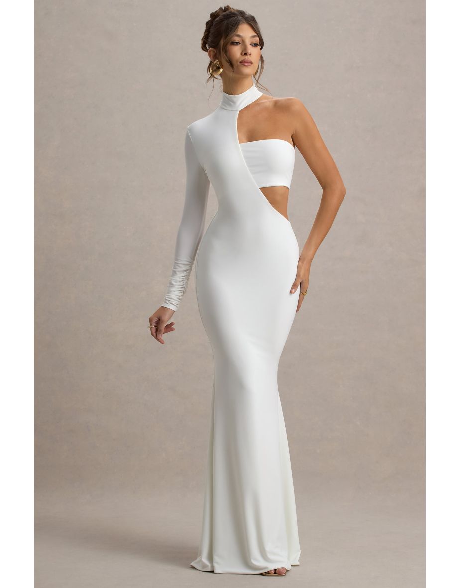 Socialite | White One-Sleeve Cut-Out Maxi Dress