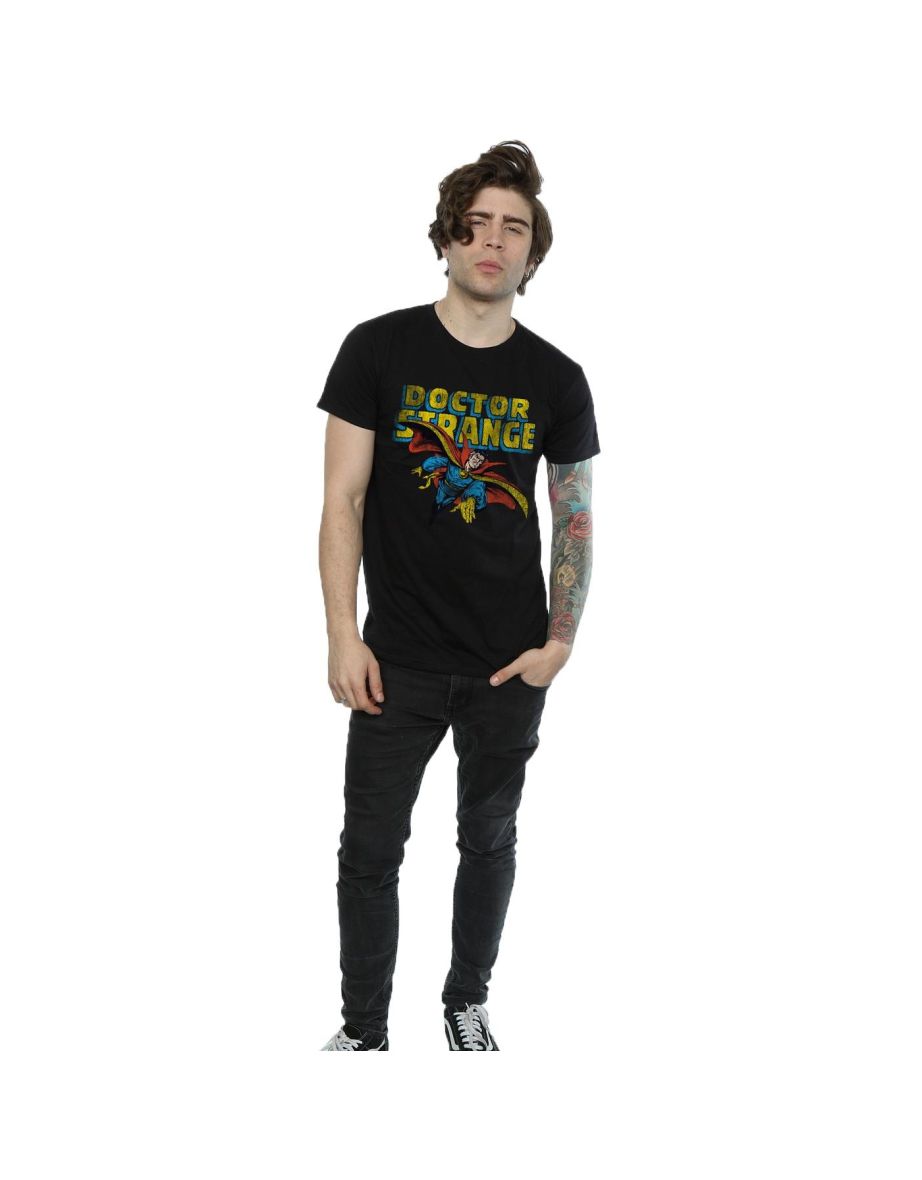Doctor Strange Mens Flying Cotton T-Shirt - Black