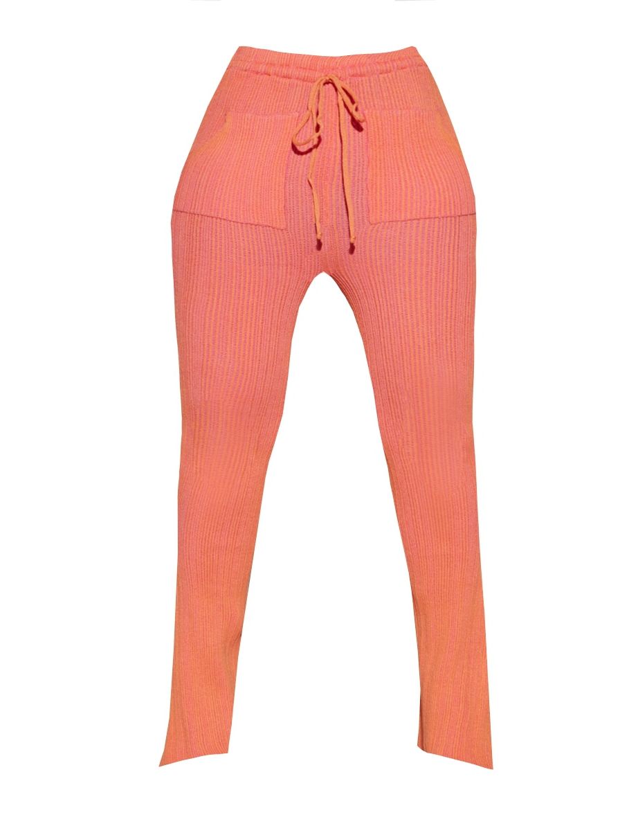 Shape Pink Knit Contrast Drawstring Flares - 4