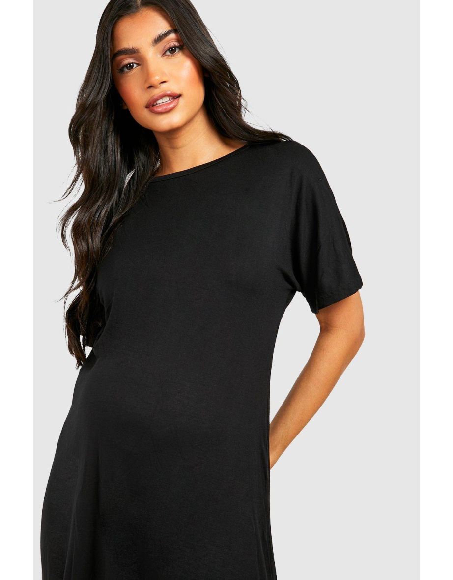 Maternity Dip Hem Oversized T-Shirt Dress - black - 3