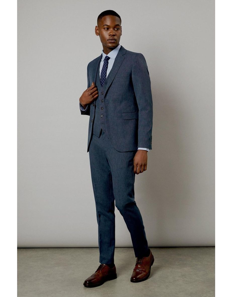 Navy Marl Skinny Fit Suit Jacket