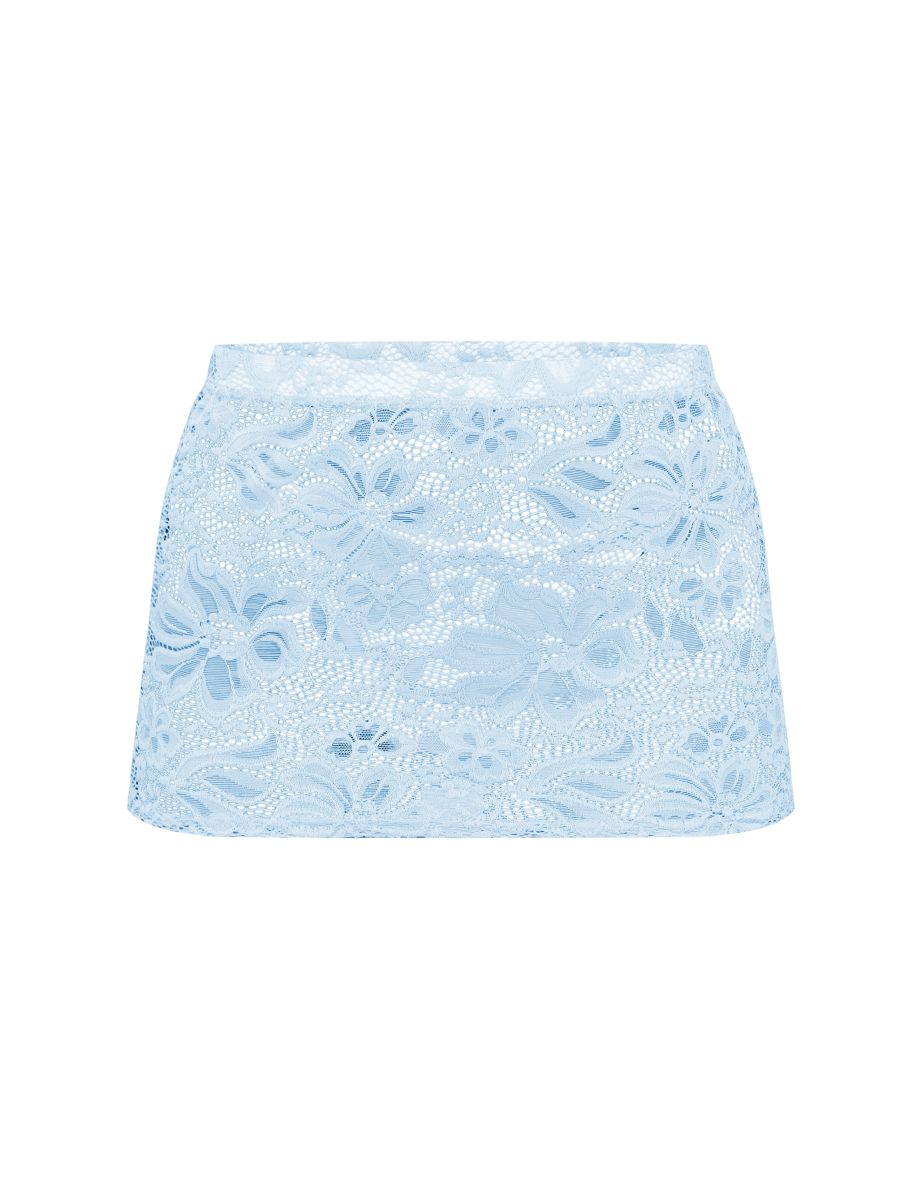 Baby Blue Lace Low Rise Micro Mini Skirt - 5