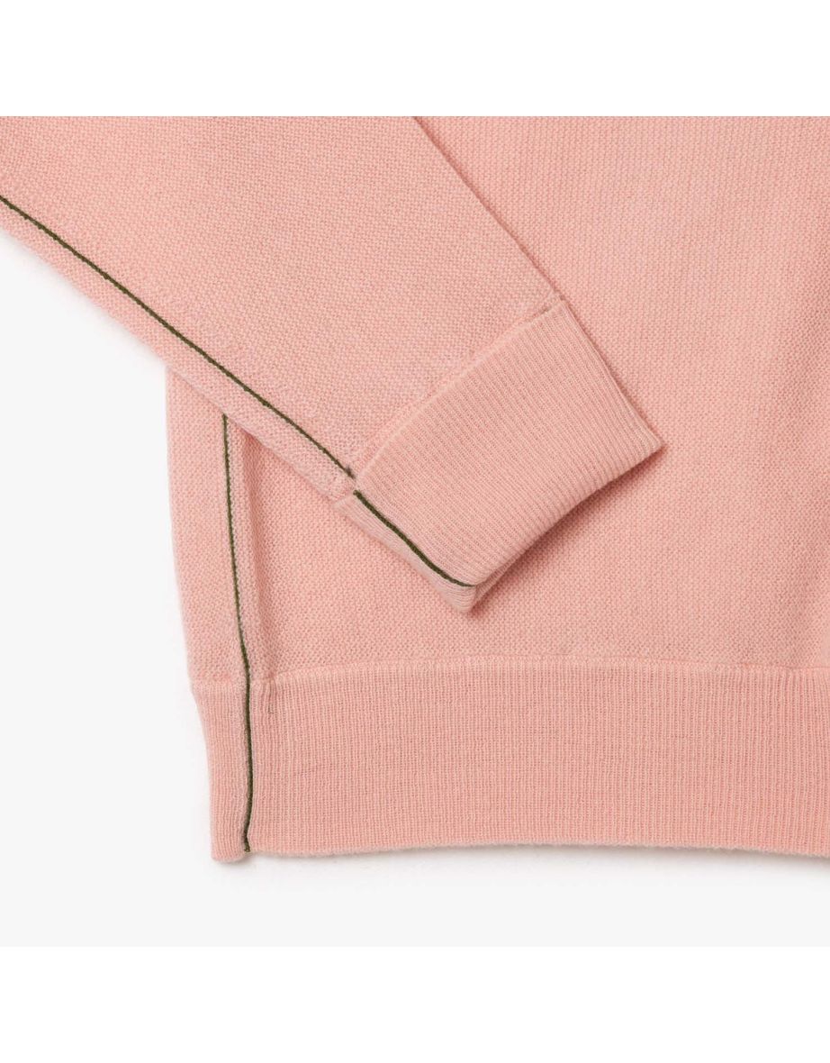 Women's Lacoste Relaxed Fit V-Neck Wool Cardigan in Pink - 4