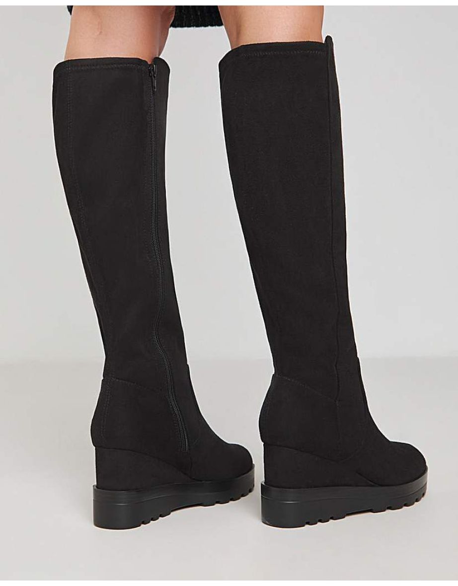 Stretch Wedge Knee Boots Ex Wide SC - 3