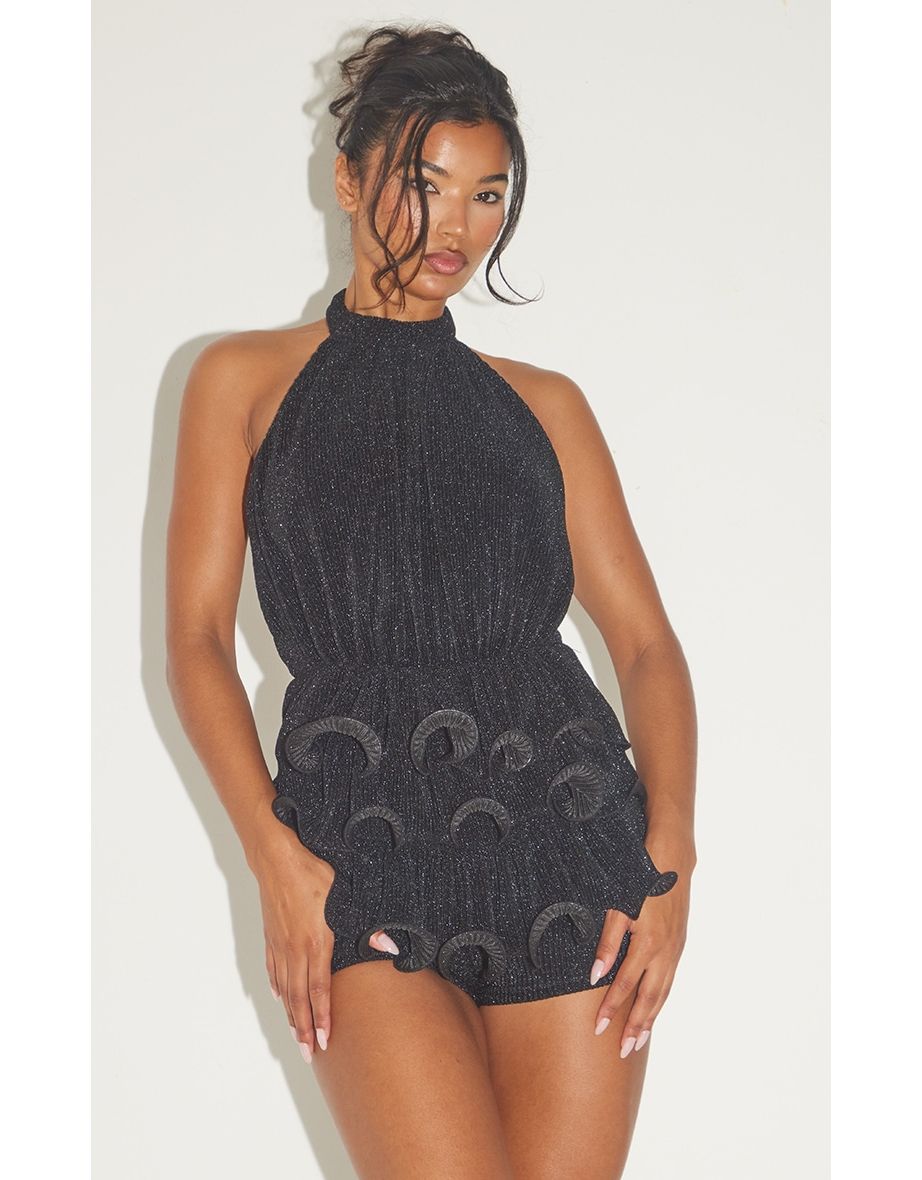 Black halter neck sales playsuit