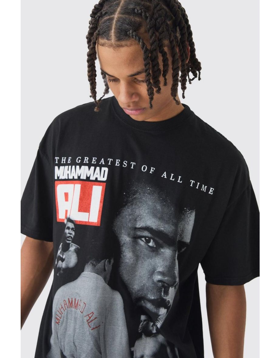 Oversized Muhammad Ali License Print T-Shirt - black - 2