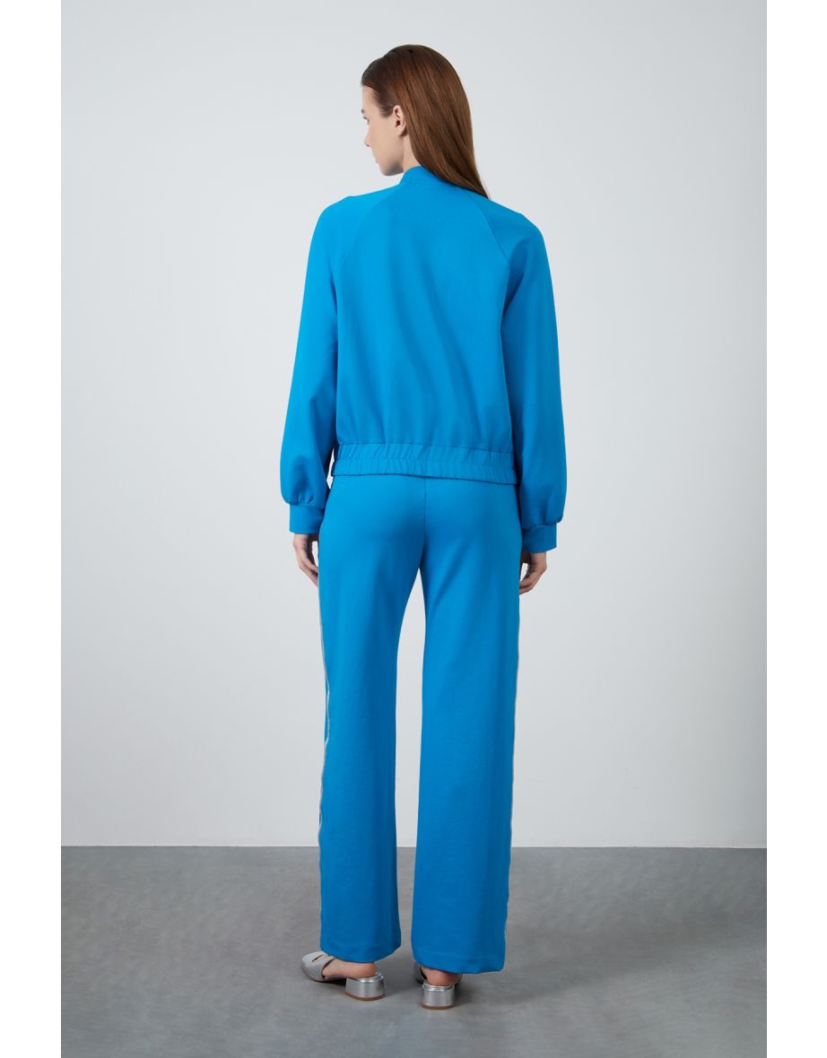 Turquoise Tracksuit with Silver Zipper Detail - 3