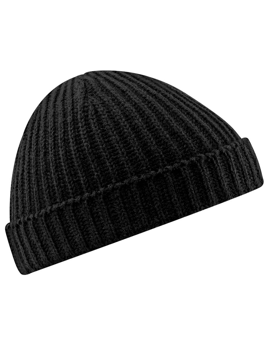 Beechfield Unisex Retro Trawler Winter Beanie Hat - Black