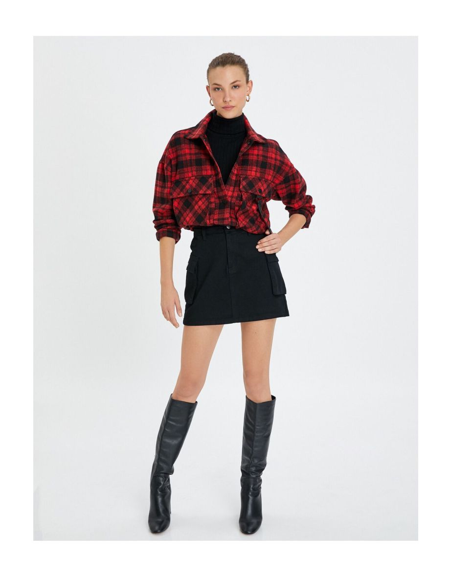 Oversize Shirt Jacket with Pocket Detail and Snap Buttons - 5