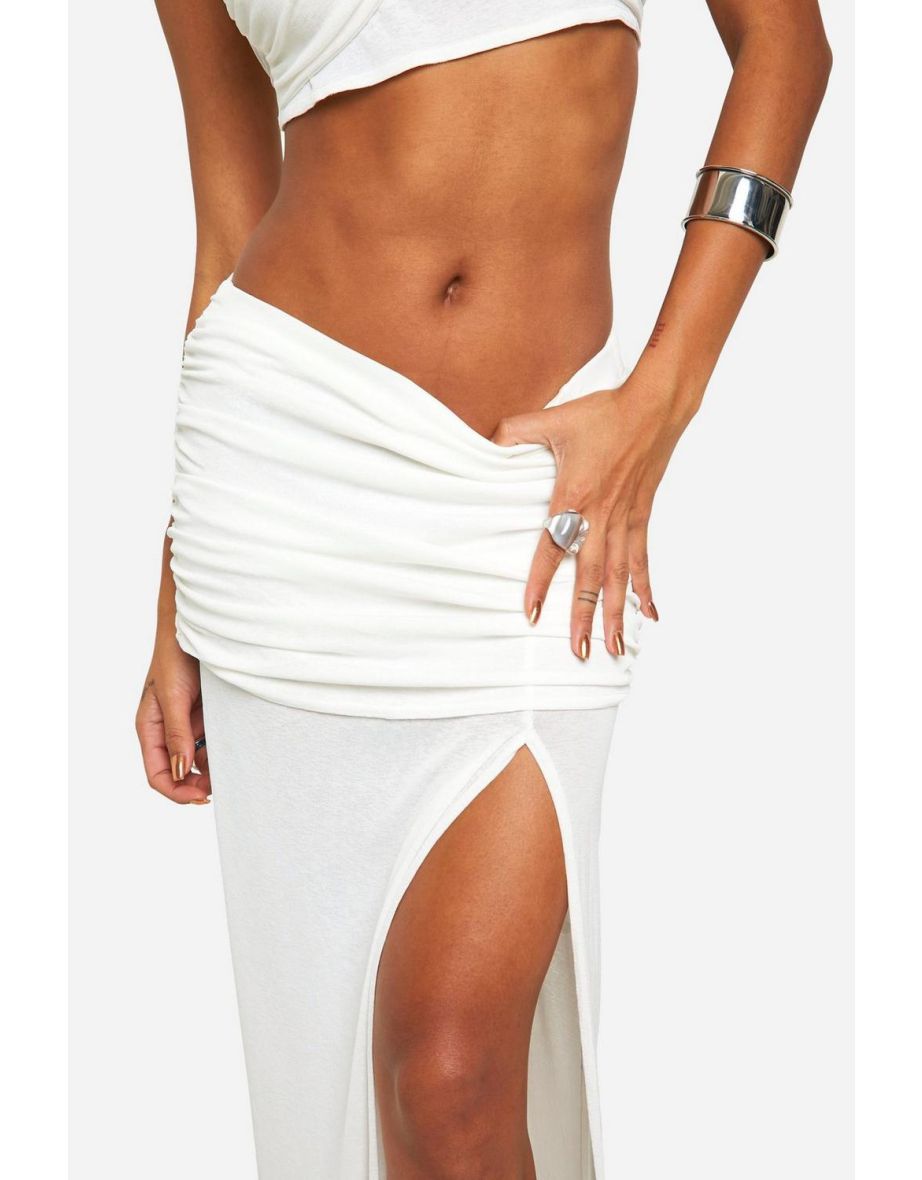 Onion Skin Twist Front Tank And Column Maxi Skirt Set - white - 3