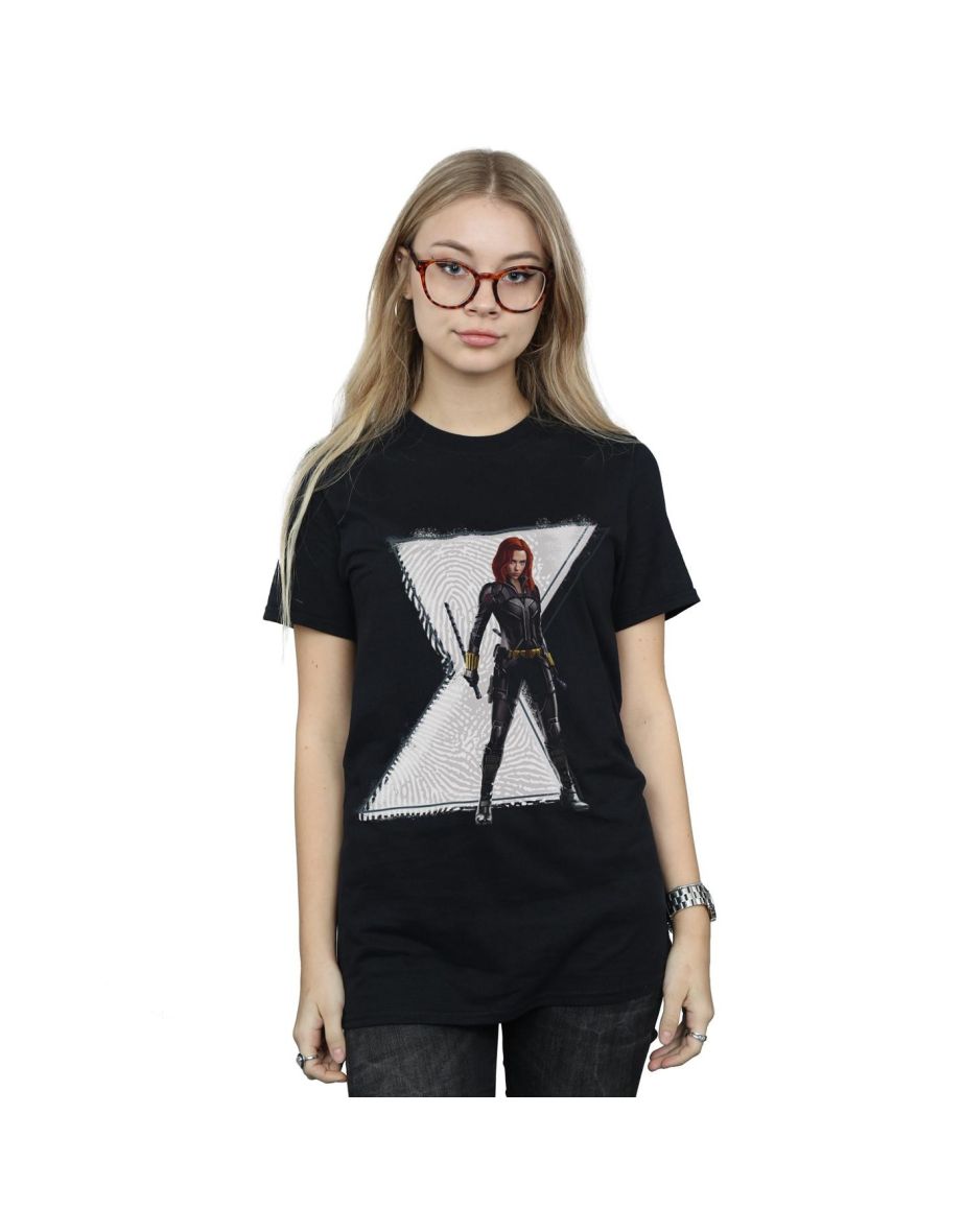 Marvel Womens/Ladies Black Widow Movie Natasha Logo Cotton Boyfriend T-Shirt - Black