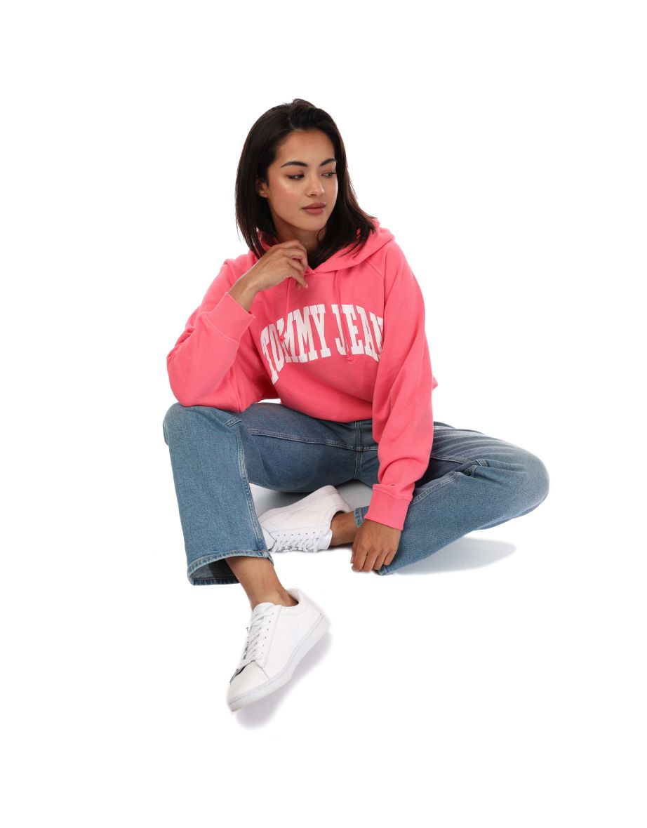 Women's Tommy Hilfiger College Relaxed Fit Hoody in Pink - 3
