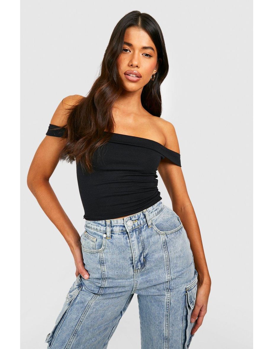 Tall Bardot Crop Top - black - 3
