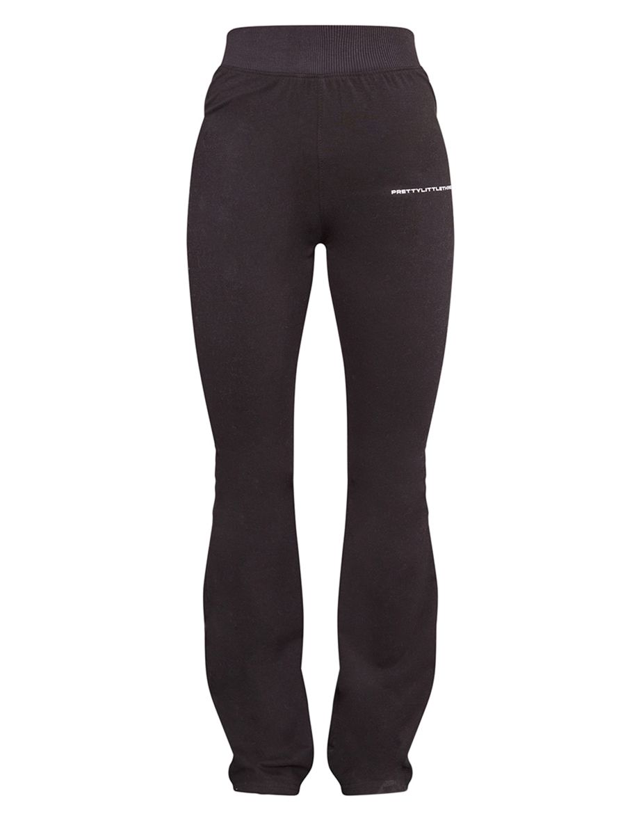 PRETTYLITTLETHING Black Printed Flared Trousers - 4