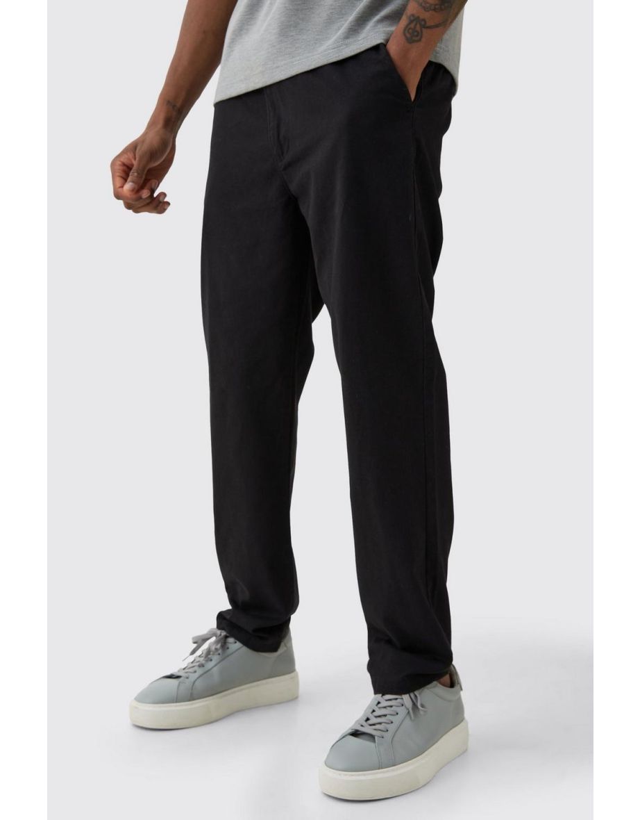 Tall Fixed Waist Slim Cropped Chino Trouser - black