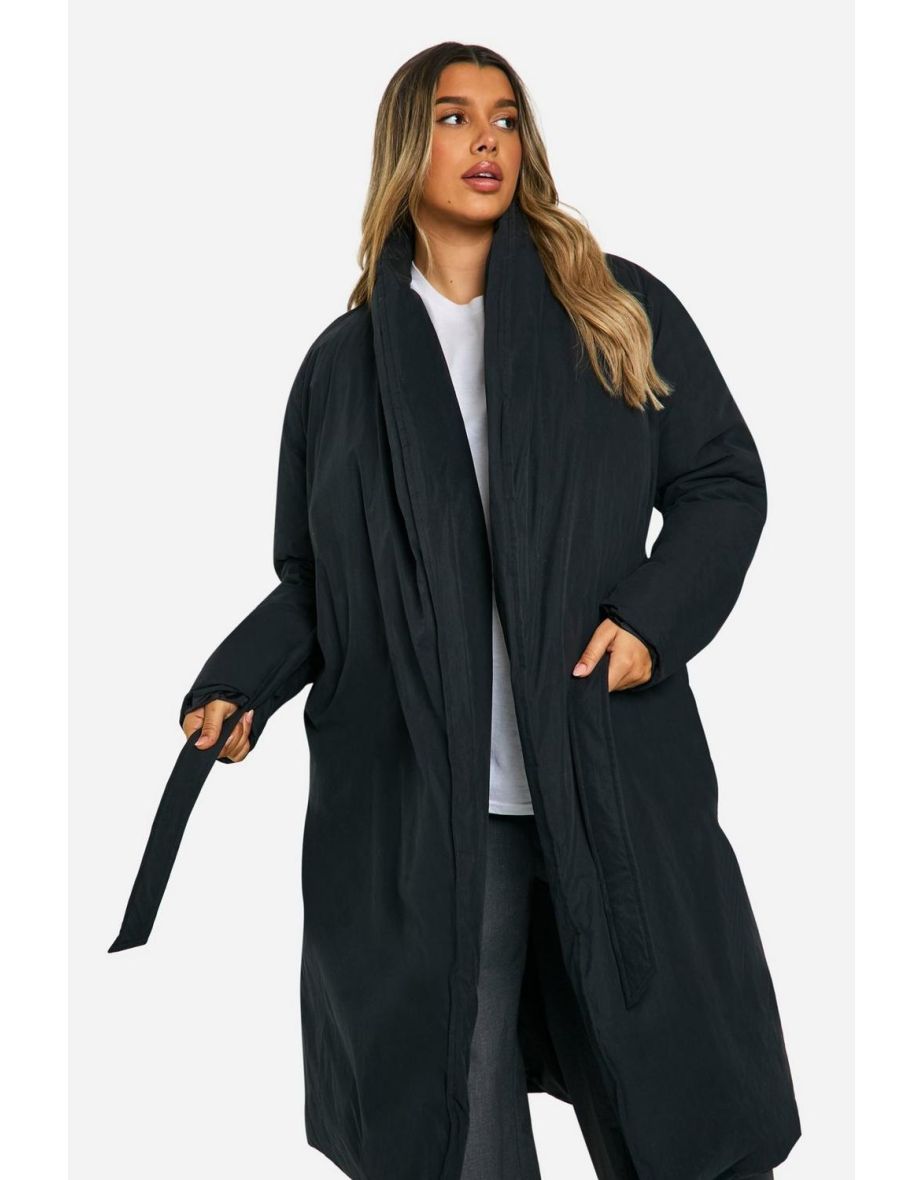 Maternity Belted Duvet Puffer Coat - black - 3