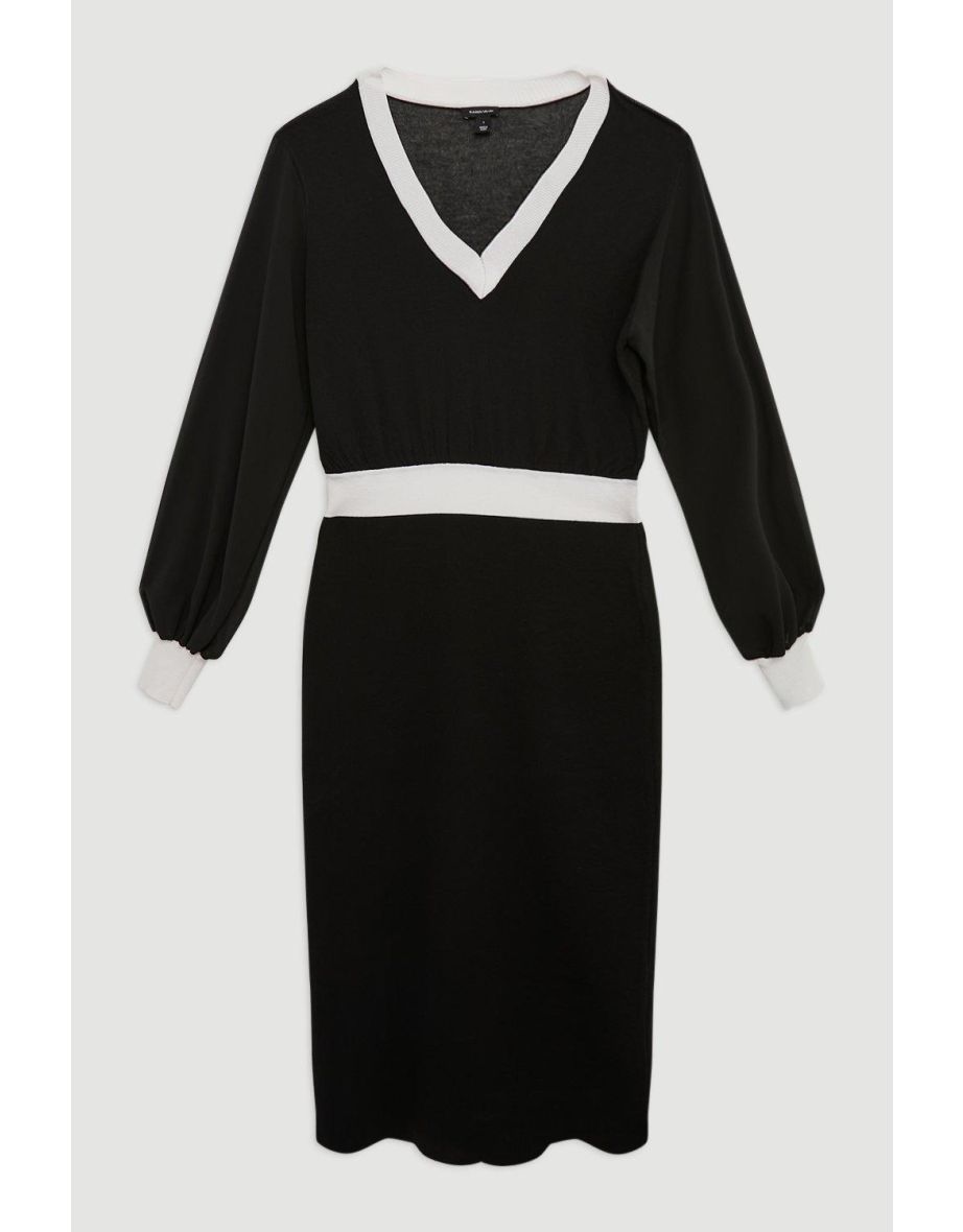 Light Weight Summer Knit Midi Pencil Dress - 3