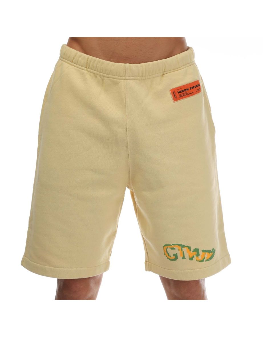 Men's Heron Preston CTNMB Pixel Wrap Sweat Shorts in Cream