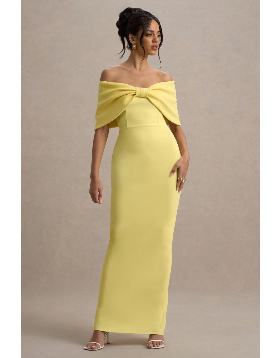 Cornelia | Lemon Strapless Maxi Dress With Oversized Bow