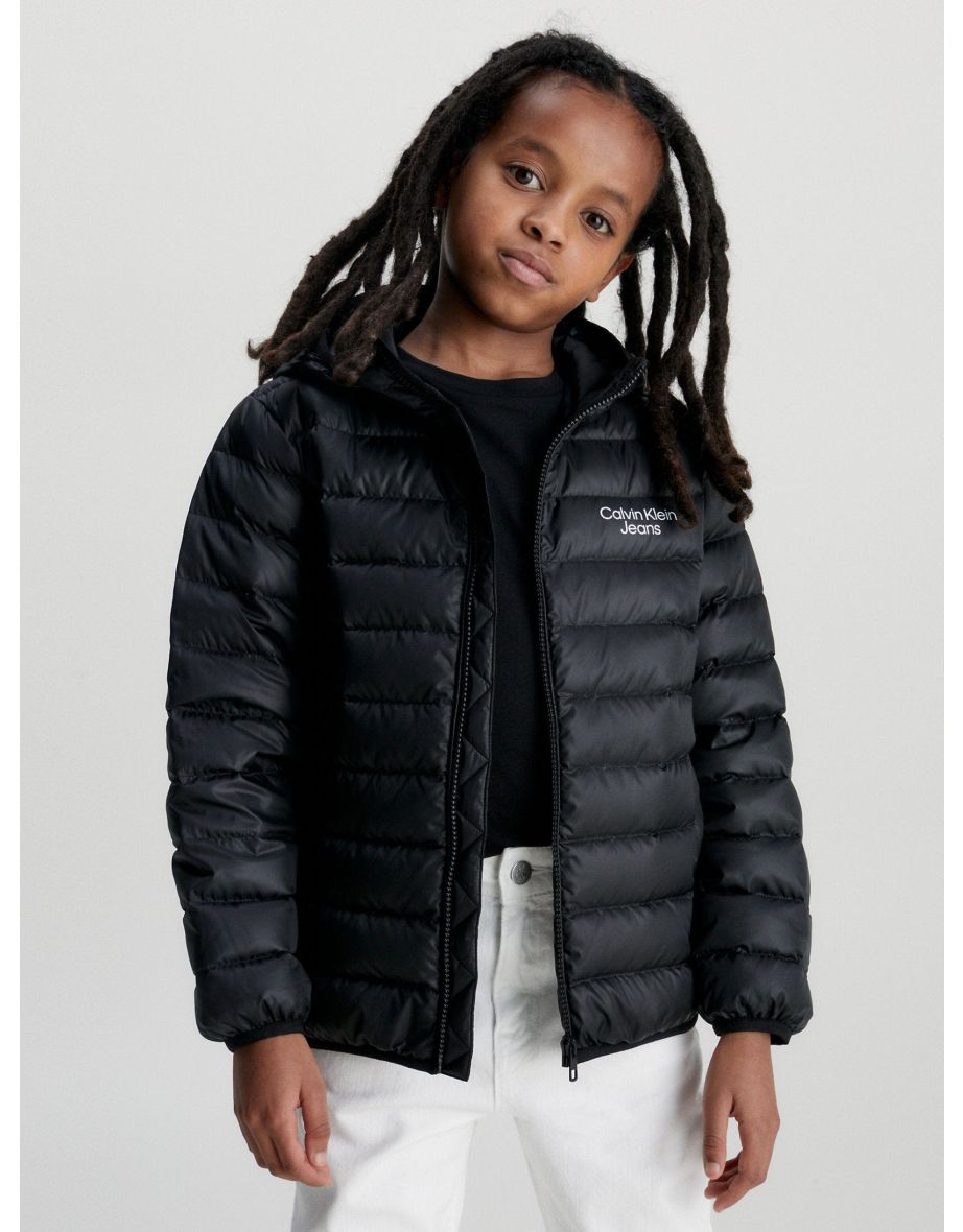 Calvin Klein Jeans - Boys Down Padded Logo Jacket in Black