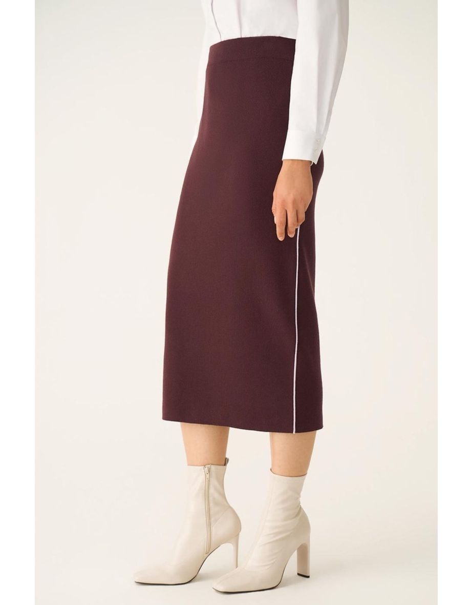 Illas Burgundy Lilac Color Knitwear Skirt - 2