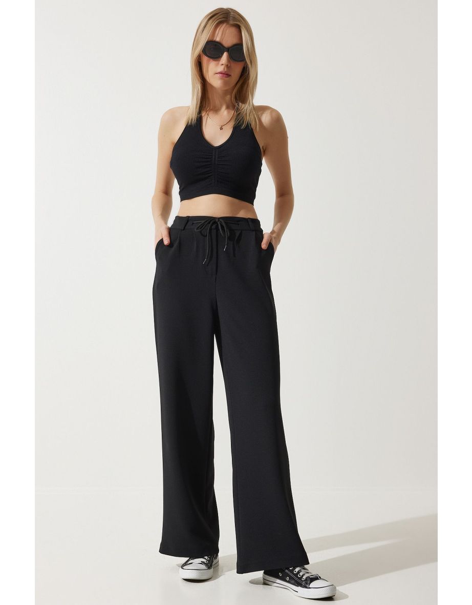 Women's Black Wide Leg Sweatpants