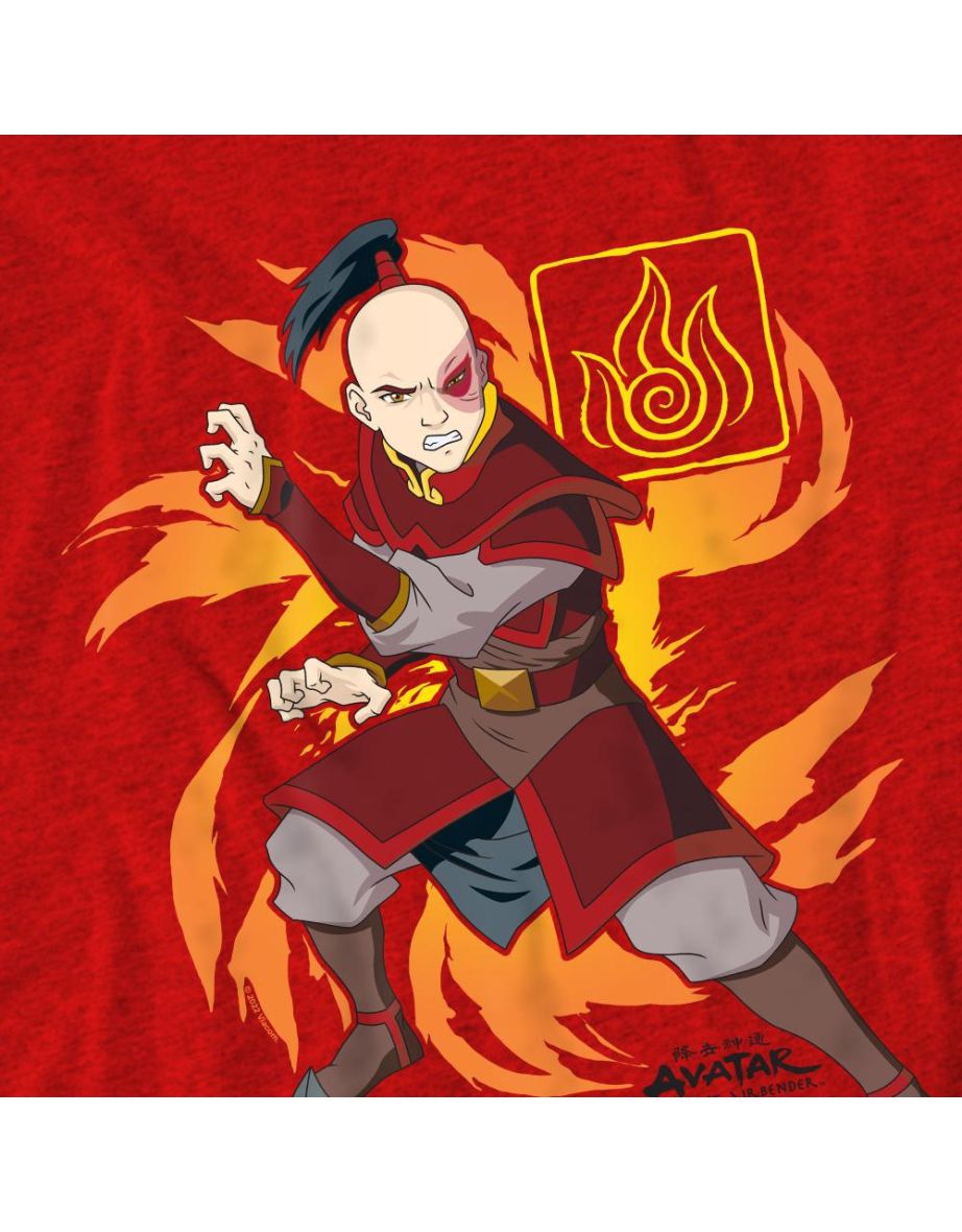 Avatar: The Last Airbender Unisex Adult Flame Burst Zuko T-Shirt - Red - 3