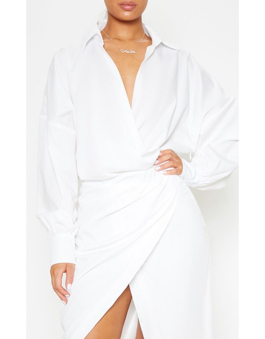 White Midi Shirt Dress - 4