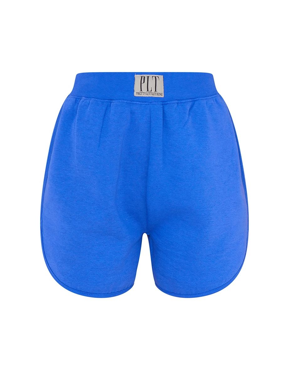 PRETTYLITTLETHING Recyled Blue Badge Curved Hem Sweat Shorts - 5