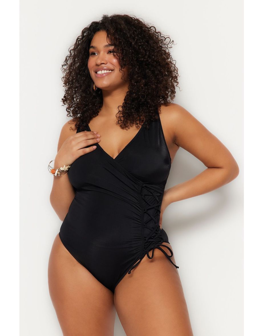 Plus Size Swimsuit - Black - Plain