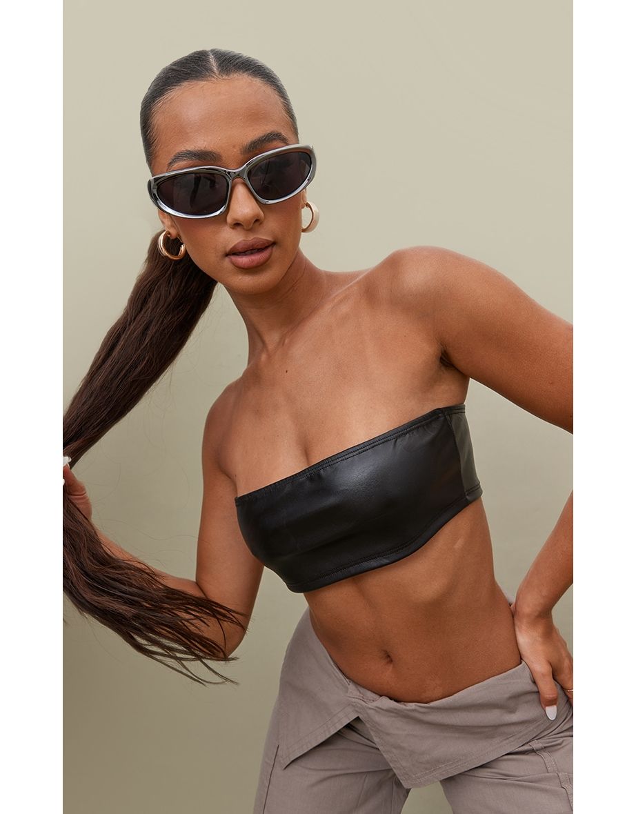 Petite Black Bandeau Crop Top