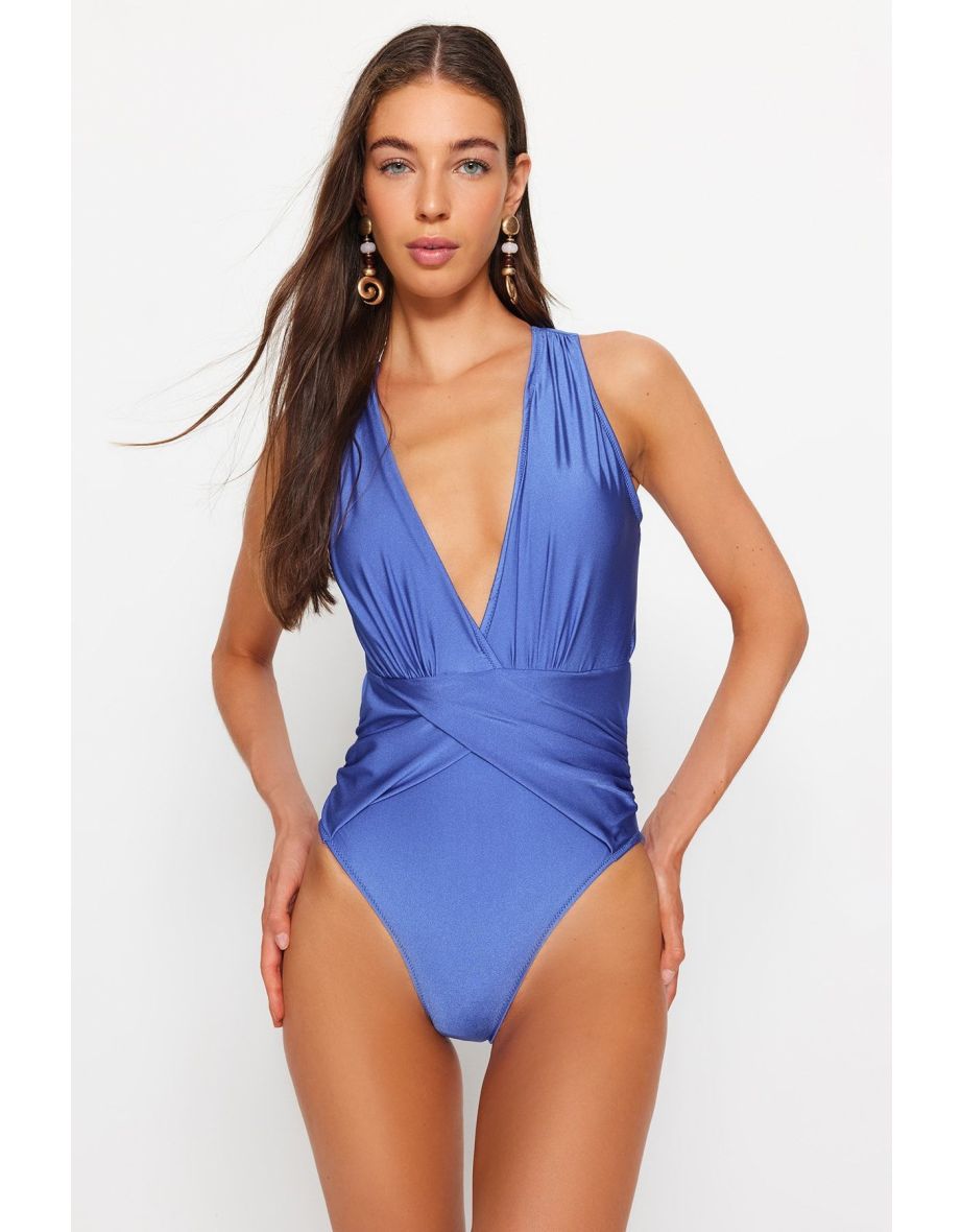 Swimsuit - Dark blue - Plain